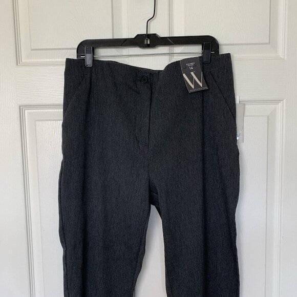 Worthington Slim Ankle Pants Womens 14 Gray High Rise Flat Front NWT - Picture 2 of 13